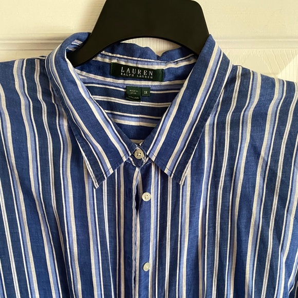 Women’s 3X top Ralph Lauren blouse 3X blue striped - Picture 2 of 7